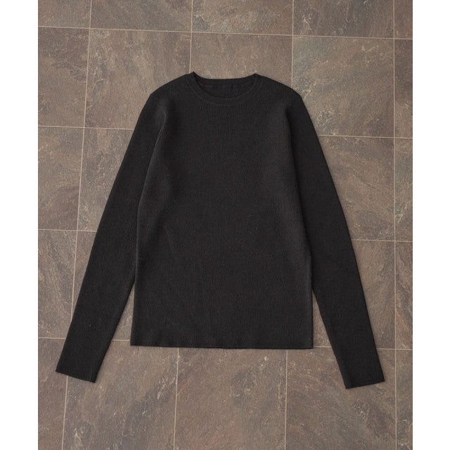 モチモチPBTリブクルーネックPOK （BLACK）