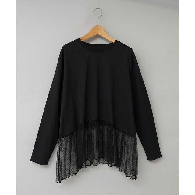 スソドットチュールL/Sカットソー （BLACK）