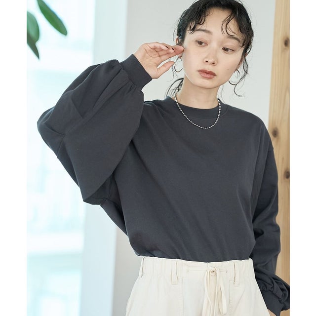 USAコットン ソデボリュームL/S （DK.GRAY）