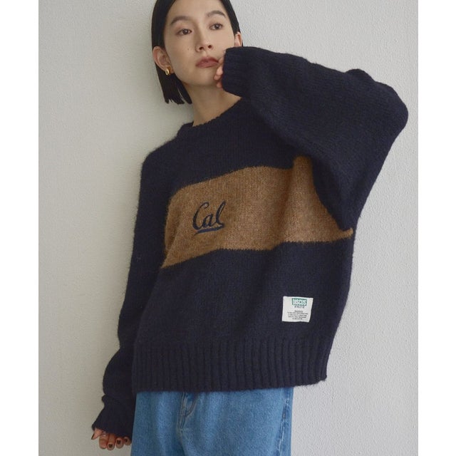 ◆DISCUS カレッジクルーネックニット （NAVY）