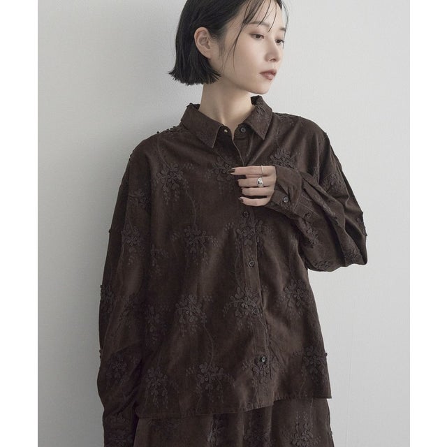 3Dシシュウコーデュロイシャツ （DK.BROWN）