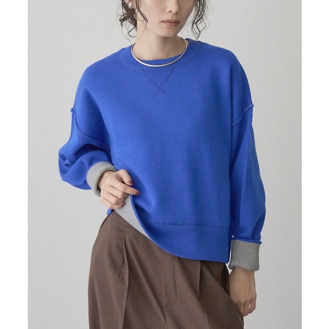 リバーシブルスウェットライクニットプルオーバー （COBALT）
