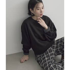 リバーシブルスウェットライクニットプルオーバー （BLACK）