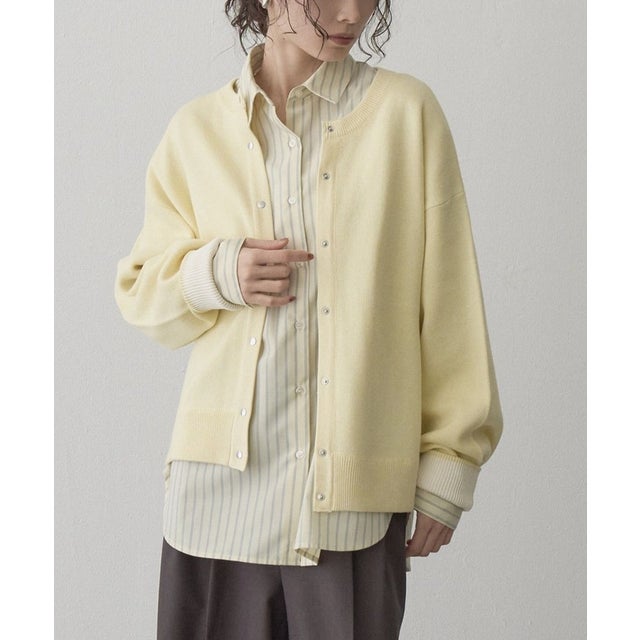 リバーシブルスウェットライクニットカーディガン （CREAM）