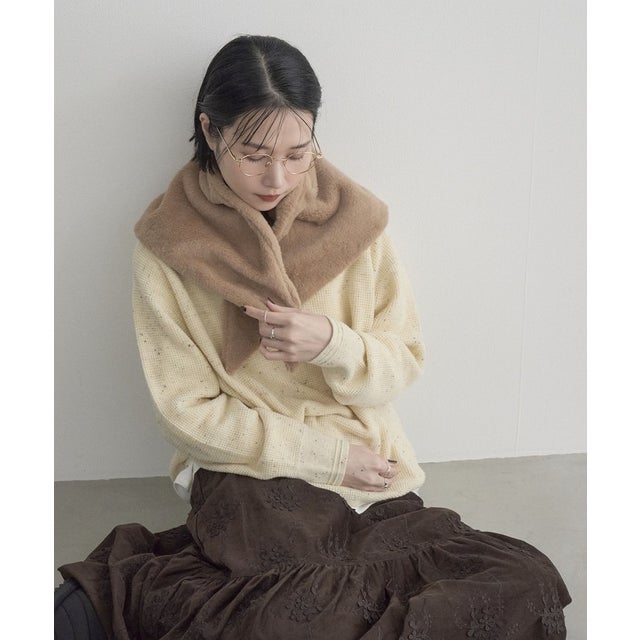 ファーライクトライアングルストール （BEIGE）