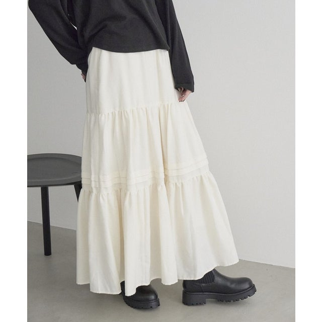 ウールライクガーゼティアードスカート （OFF WHITE）