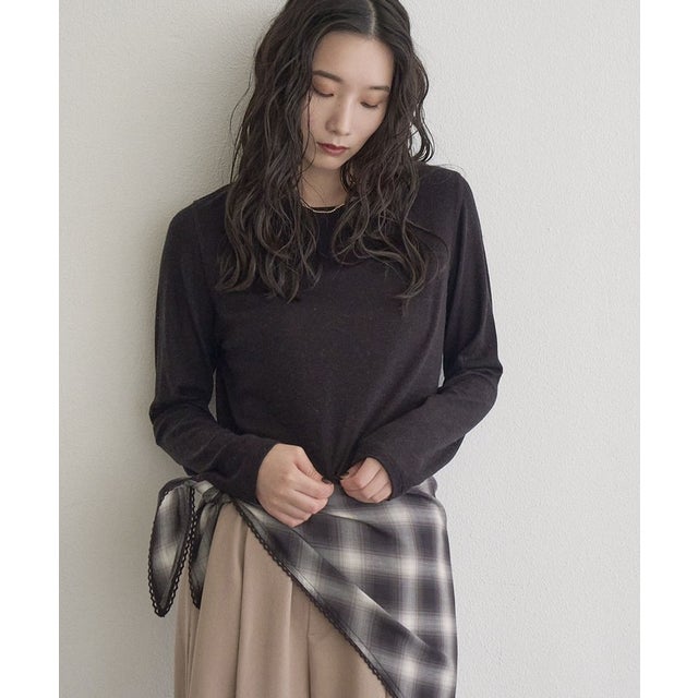 feel soft ウールブレンドクルー （BLACK）