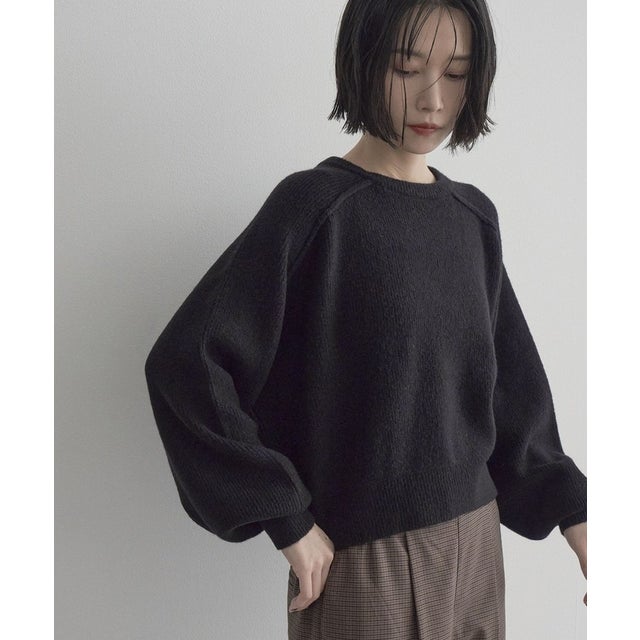 エアリーヤーンソウバリクルーニット （BLACK）