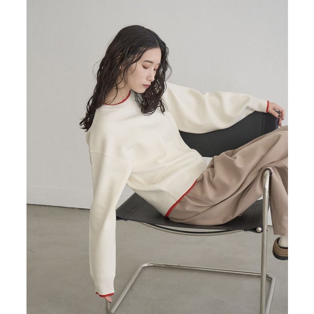 ハイショクスウェットライクニットプルオーバー （OFF WHITE）