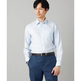 【超形態安定】【市松柄】ジャカード レギュラーカラーシャツ （サックスブルー）