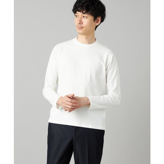 【吸水速乾】ジャケットネック ロングスリーブ Tシャツ （ホワイト）
