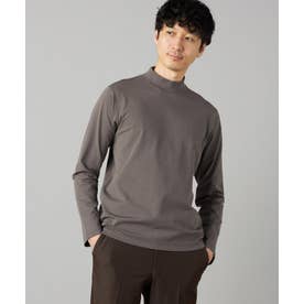 【吸水速乾】モックネック ロングスリーブ Tシャツ （チャコール）