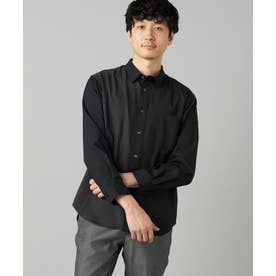 無地×千鳥ブロッキング レギュラーカラーシャツ （ブラック）