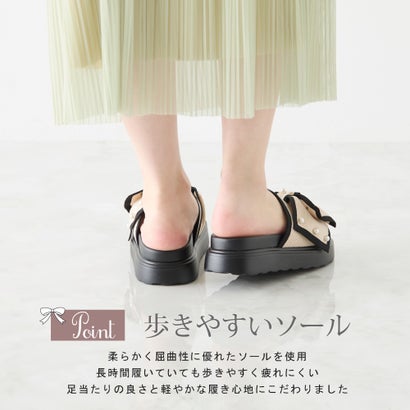 コカ COCA 厚底 パールリボン ニットサンダル （BL）｜詳細画像