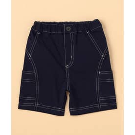 コットンナチュラルストレッチ 配色ステッチ 切替ハーフパンツ(ベビーサイズ) （ネイビー）