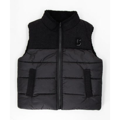 【リバーシブル】異素材切り替え 中綿ベスト （ホワイト）｜詳細画像