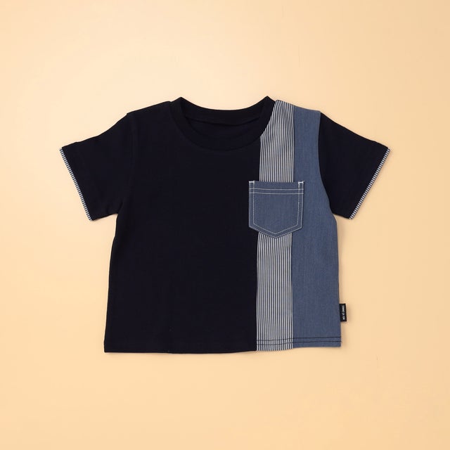 ポケット付き 半袖Tシャツ(80・90cm) （ネイビー）