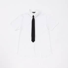 ネクタイ付き半袖シャツ(140-160cm) （ホワイト）