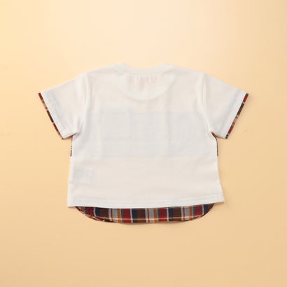 コムサイズム COMME CA ISM マドラスチェック使い 半袖Tシャツ(80・90cm) （レッド）｜詳細画像