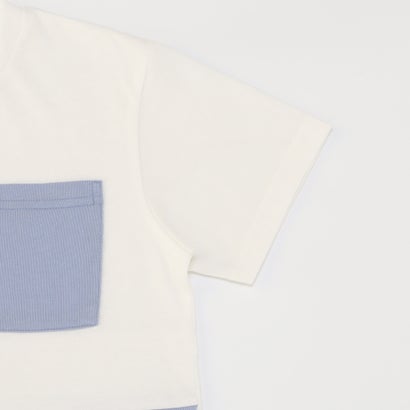 コムサイズム COMME CA ISM パッチワーク 配色切り替え半袖Tシャツ （ホワイト）｜詳細画像