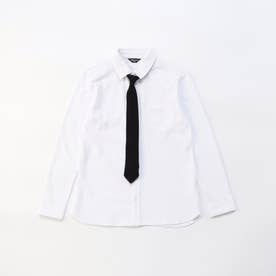 ネクタイ付き 長袖シャツ(140-160cm) （ホワイト）