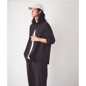 ウールライク ショートポイントカラー 長袖シャツ （ブラウン）