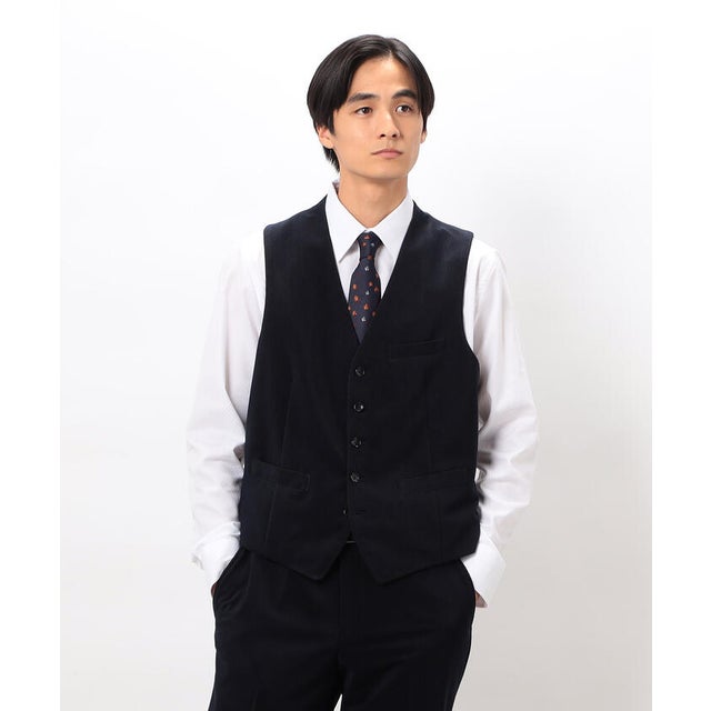 【セットアップ対応】トリコットコーデュロイ ベスト （ネイビー）