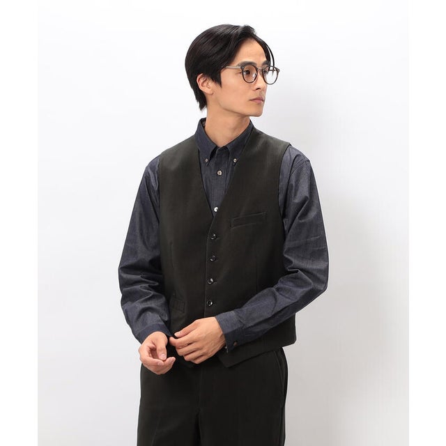 【セットアップ対応】トリコットコーデュロイ ベスト （カーキ）