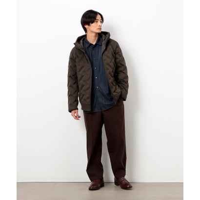 トリコットコーデュロイチェックプリント  ショートポイントカラー シャツ （ネイビー）｜詳細画像