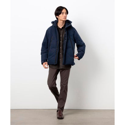 トリコットコーデュロイチェックプリント  ショートポイントカラー シャツ （ネイビー）｜詳細画像