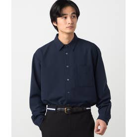ウールライクストレッチツイル ショートポイントカラーシャツ （ネイビー）