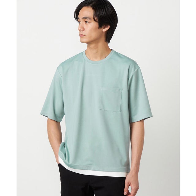 【吸水速乾】フェイクレイヤードTシャツ （ミント）