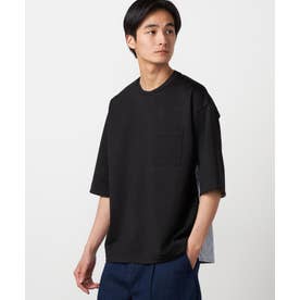 【吸水速乾】ストライプコンビTシャツ （ブラック）