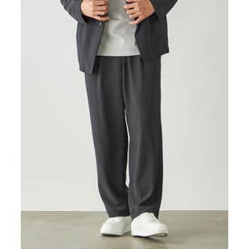 【セットアップ対応】楊柳ポリエステル ワンタックワイドテーパードパンツ （チャコール）