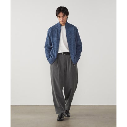 コムサイズム COMME CA ISM ポリエステル レーヨンストレッチ ヘリンボーン ワンタックワイドテーパードパンツ （グレー）｜詳細画像