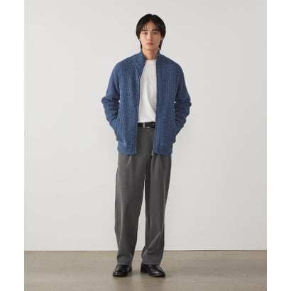 コムサイズム COMME CA ISM ポリエステル レーヨンストレッチ ヘリンボーン ワンタックワイドテーパードパンツ （グレー）｜詳細画像