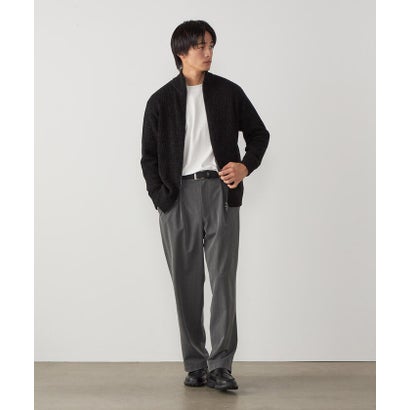 コムサイズム COMME CA ISM ポリエステル レーヨンストレッチ ヘリンボーン ワンタックワイドテーパードパンツ （グレー）｜詳細画像
