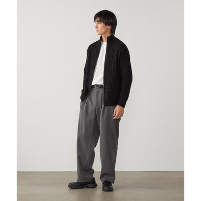 コムサイズム COMME CA ISM ポリエステル レーヨンストレッチ ヘリンボーン ワンタックワイドテーパードパンツ （グレー）｜詳細画像