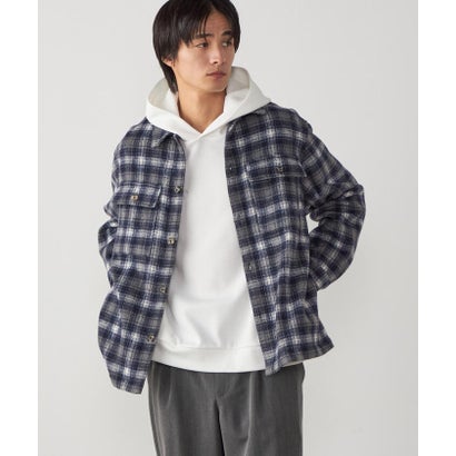 コムサイズム COMME CA ISM ウールライク シャギーチェック CPOシャツブルゾン （ブラック）｜詳細画像