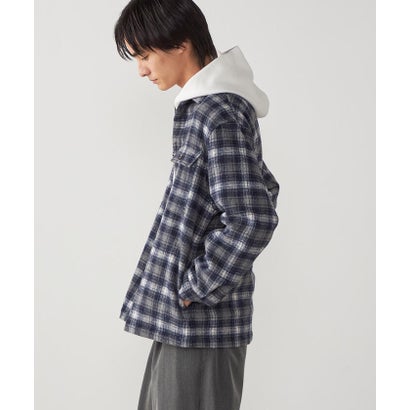 コムサイズム COMME CA ISM ウールライク シャギーチェック CPOシャツブルゾン （ブラック）｜詳細画像