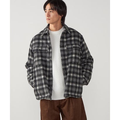 コムサイズム COMME CA ISM ウールライク シャギーチェック CPOシャツブルゾン （ブラック）｜詳細画像