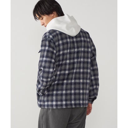コムサイズム COMME CA ISM ウールライク シャギーチェック CPOシャツブルゾン （ブラック）｜詳細画像