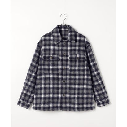 コムサイズム COMME CA ISM ウールライク シャギーチェック CPOシャツブルゾン （ブラック）｜詳細画像