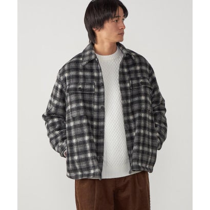 コムサイズム COMME CA ISM ウールライク シャギーチェック CPOシャツブルゾン （ブラック）｜詳細画像