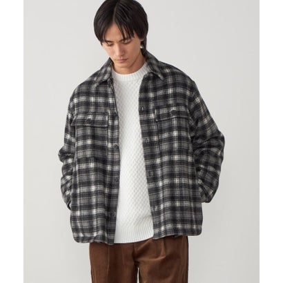 コムサイズム COMME CA ISM ウールライク シャギーチェック CPOシャツブルゾン （ブラック）｜詳細画像