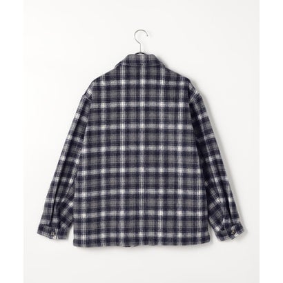 コムサイズム COMME CA ISM ウールライク シャギーチェック CPOシャツブルゾン （ネイビー）｜詳細画像