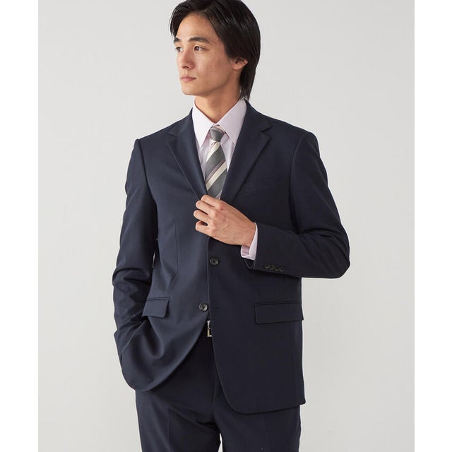 【セットアップ対応】撥水/ストレッチ ポリエステル  レーヨンストレッチギャバ  ジャケット （ネイビー）