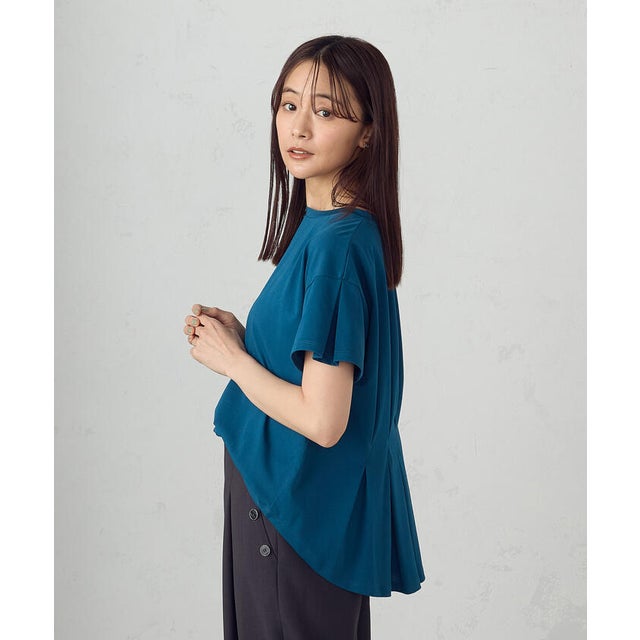 【接触冷感】バックタックTシャツ （ブルー）