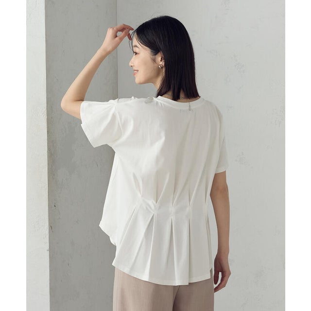 【接触冷感】バックタックTシャツ （ホワイト）