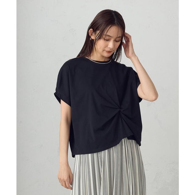 【接触冷感】ツイストタックTシャツ  （ブラック）